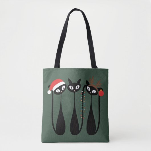 Tote Bag Mid Century Modern Christmas Cats Retro Classic (Devant)