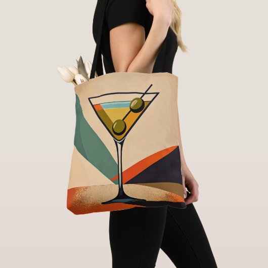 Tote Bag Mid Century Modern Color Block Martini Art (De près)