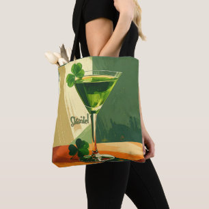 Tote Bag Mid Century Modern Martini Shamrock Sláinte!
