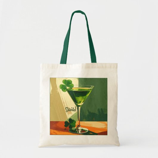 Tote Bag Mid Century Modern Shamrock Martini Sláinte! (Devant)