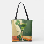 Tote Bag Mid Century Modern Shamrock Martini Sláinte!  (Dos)