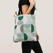Tote Bag Mid Century Moderne Abstrait Motif Sage Green (De près)