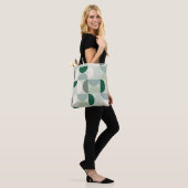 Tote Bag Mid Century Moderne Abstrait Motif Sage Green (Sur le modèle)