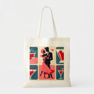 Tote Bag Mid Century moderne Valentine Dancing Couple