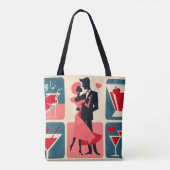 Tote Bag Mid Century moderne Valentine Dancing Couple (Dos)