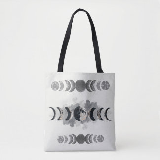 Tote Bag Mid-Century Moon Phases Totem Poster | Bauhaus Geo