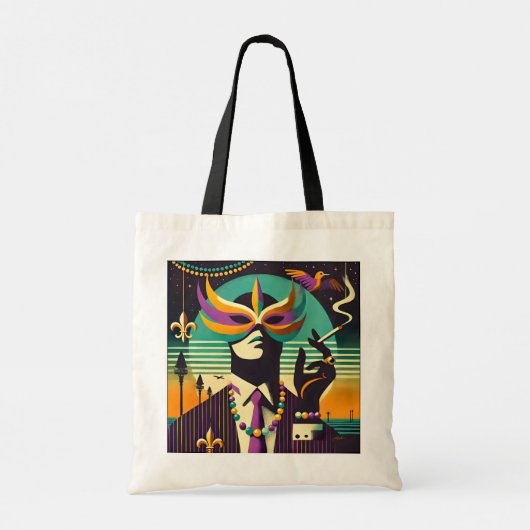 Tote Bag Mid Century Retro 60s Mardi Gras The Smoking Man (Dos)