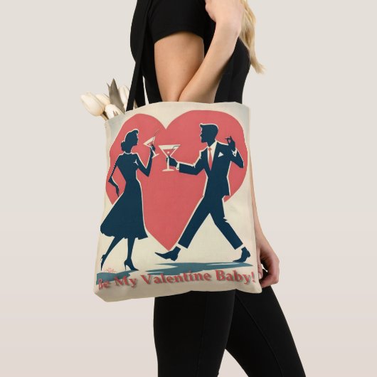 Tote Bag Mid Century Valentine Hip Martini Dancing Couple (De près)