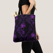 Tote Bag Midnight Majesty Gothic Skull Tote – Purple Baroqu (De près)