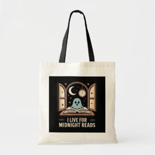Tote Bag Midnight Reads Cosy Vintage Book Ghost