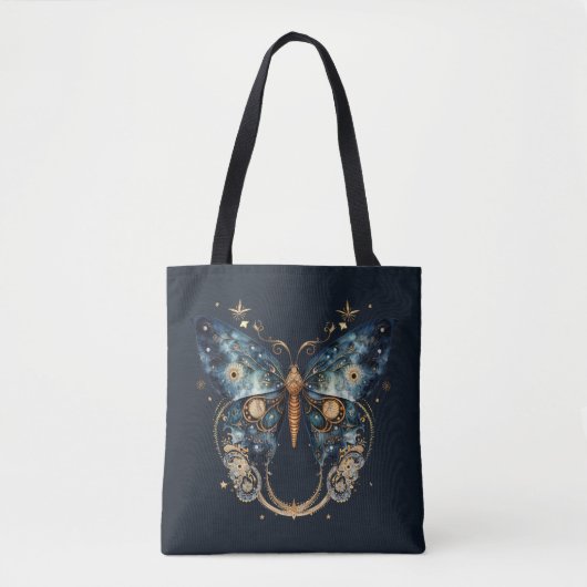 Tote Bag Midnight Sky Moth – Gothic Celestial Elegance (Devant)