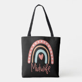 Tote Bag Midwife Midwiferferry Gift Boho Rainbow (Dos)