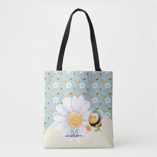 Tote Bag Miel mignon Abeille Motif Avec Nom (Devant)