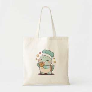 Tote Bag Mignon Chef Tortue Mangeant un Cookie Design Kawai