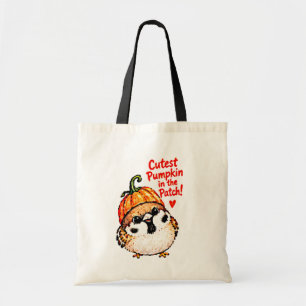 Tote Bag Mignon Chibi Moineau Oiseau Halloween Citrouille