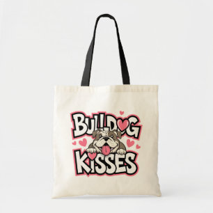 Tote Bag Mignon chiot bouledogue embrasse cœur rose amoureu