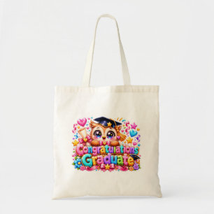 Tote Bag Mignon Kawaii Félicitations Diplômé Hibou Pastel P