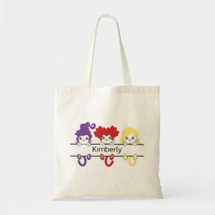 Tote Bag Mignon Monogramme de Nom de Chats Sœurs Sorcières