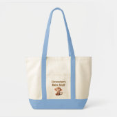 Tote Bag Mignon nom de bébé singe trucs bleu marron (Devant)