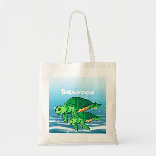 Tote Bag mignon tortue de mer ajouter le nom (Devant)