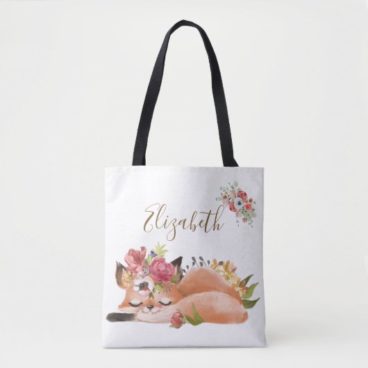 Tote Bag Mignonne aquarelle renard bébé (Devant)