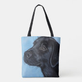 Tote Bag Mignonne Black Labrador Puppy Peinture (Dos)