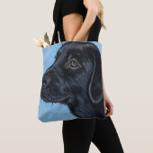 Tote Bag Mignonne Black Labrador Puppy Peinture (De près)