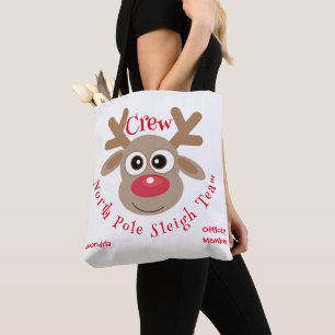 Tote Bag Mignonne Christmas Cartoon Reindeer Sleigh Team Bl
