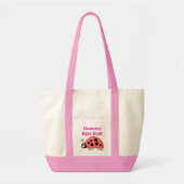 Tote Bag Mignonne coccinelle bébé truc nom noir rose (Devant)
