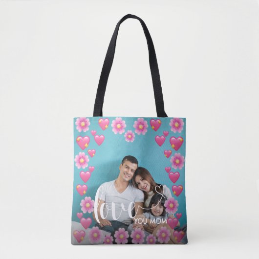 Tote Bag Mignonne COEUR T'AIME MÈRE Fête des Mères Photo (Devant)