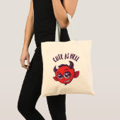 Tote Bag Mignonne comme diable en enfer avec un texte foncé (Devant (produit))