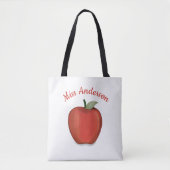 Tote Bag Mignonne Enseignant Rouge Pomme simple Aquarelle (Devant)