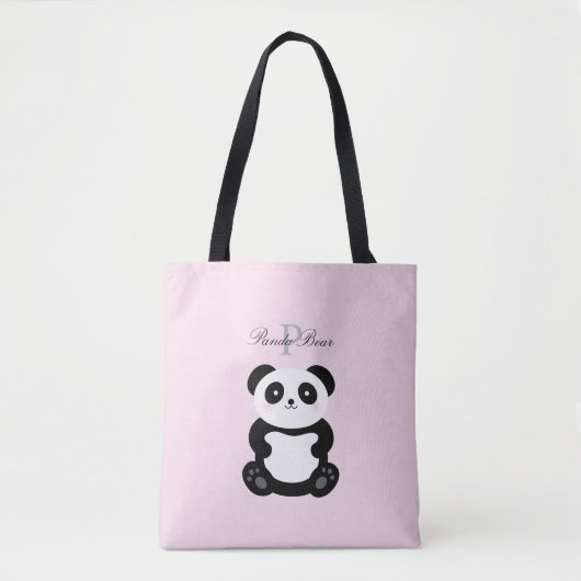 Tote Bag Mignonne fille bébé Panda Ours Monogramme (Devant)