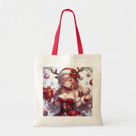 Tote Bag mignonne fille de Noël anime (Devant)