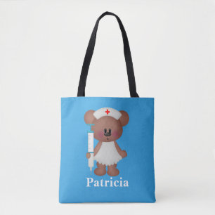 Tote Bag Mignonne infirmière ours ajouter le nom fourre-tou