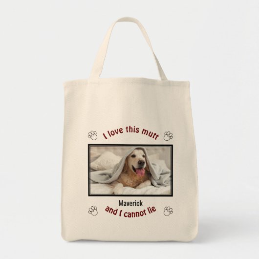 Tote Bag Mignonne J'AIME CE MUTT| Amoureux des chiens perso (Devant)