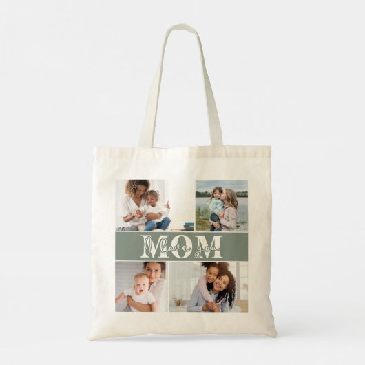 Tote Bag Mignonne JE T'AIME MOM Fête des Mères Photo (Dos)
