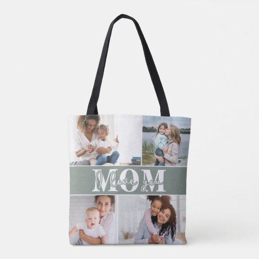 Tote Bag Mignonne JE T'AIME MOM Fête des Mères Photo (Dos)