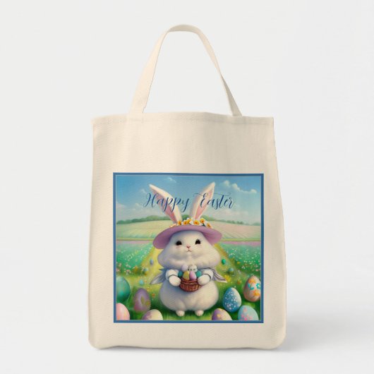 Tote Bag Mignonne lapin de Pâques 01 (Devant)