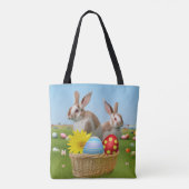 Tote Bag Mignonne lapin de Pâques pour une humeur positive (Dos)