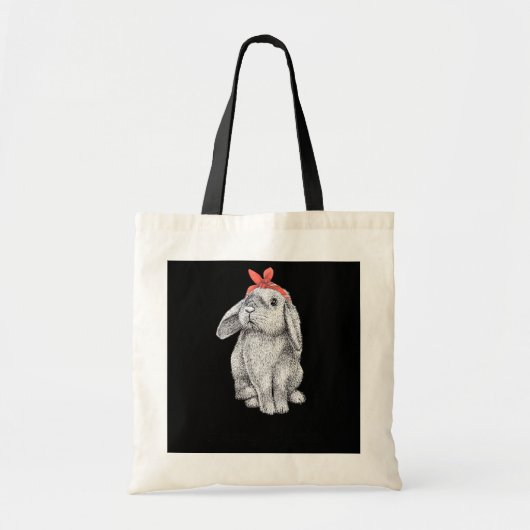 Tote Bag Mignonne Lapin Mama Lop Earbit Portant Bandana (Devant)
