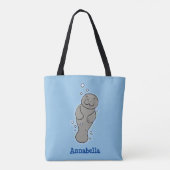 Tote Bag Mignonne manatée bébé avec bulles illustration (Dos)