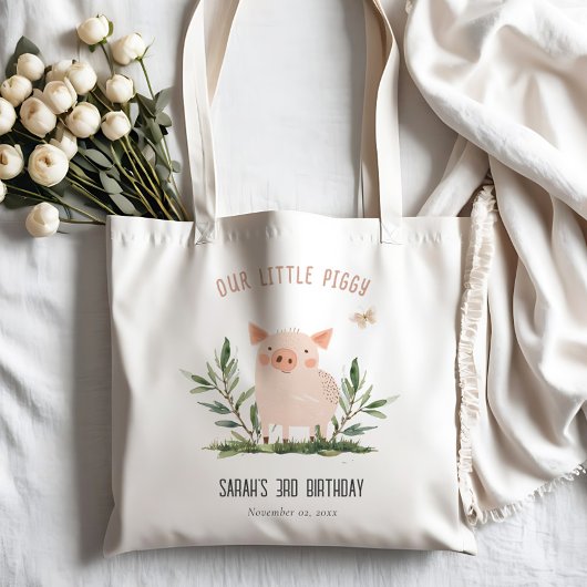Tote Bag Mignonne petit porc de ferme Anniversaire de enfan