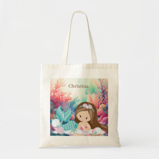 Tote Bag mignonne plage sirène amoureux filles ajouter le n (Devant)