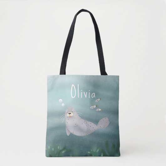 Tote Bag Mignonne sous le phoque bleu de la mer (Devant)