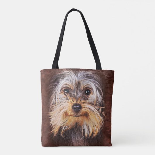 Tote Bag Mignonne Yorkshire Terrier Visage 3D Pour Hommes F (Dos)