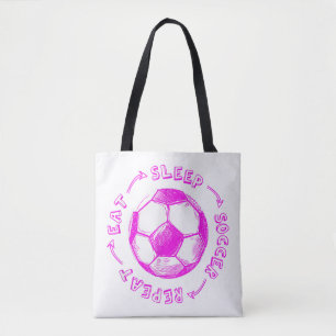 Tote Bag Mignonnes Filles Mangent Sleep Soccer Répéter - Jo