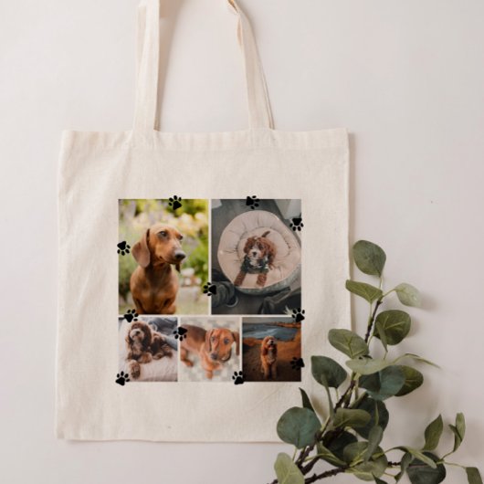 Tote Bag Mignons Empreintes de pattes Cinq Photos pour anim