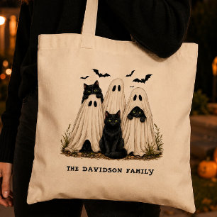 Tote Bag Mignons fantômes chats noirs chauves-souris Hallow