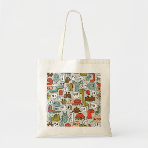 Tote Bag Mignons monstres de dessin : Arrière - plan sans c